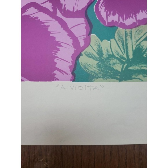 Vintage 1995 P. Alonzo "A Visita" Butterfly Floral Print - Picture 6 of 8